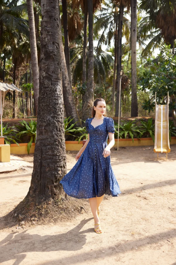 Denim Floral Midi Dress