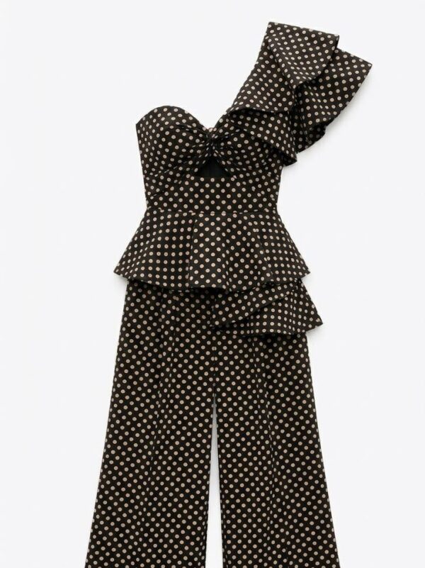 Black White Polka Dot Drama Coord Set
