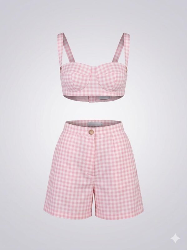 Pink White Gingham Coord Set