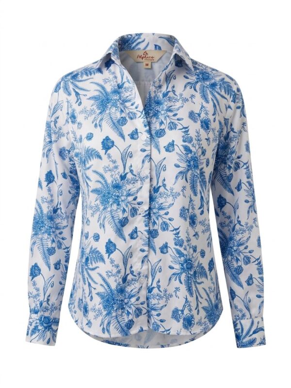 White Blue Floral Shirt