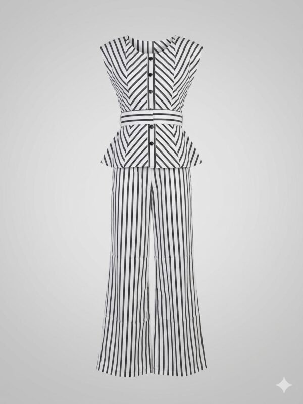 White Grey Pinstripe Coord Set